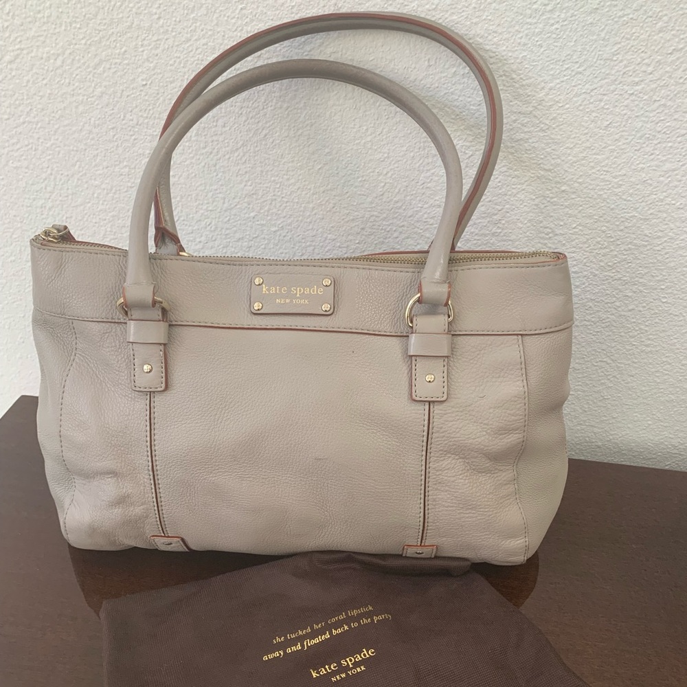 Kate Spade taupe w/ brown piping bag